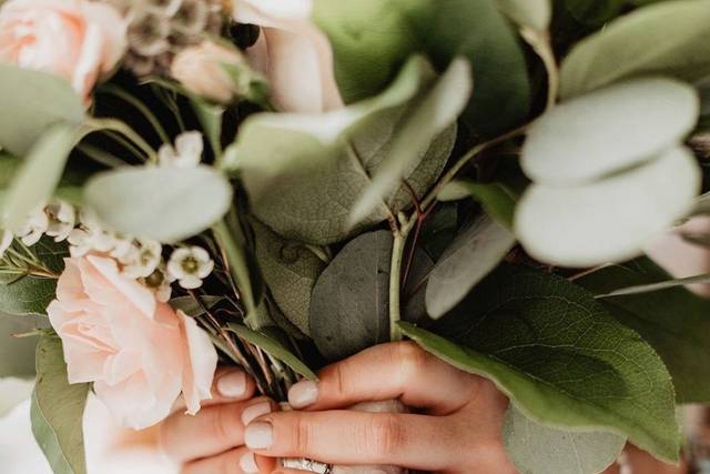 Holding an elegant bouquet