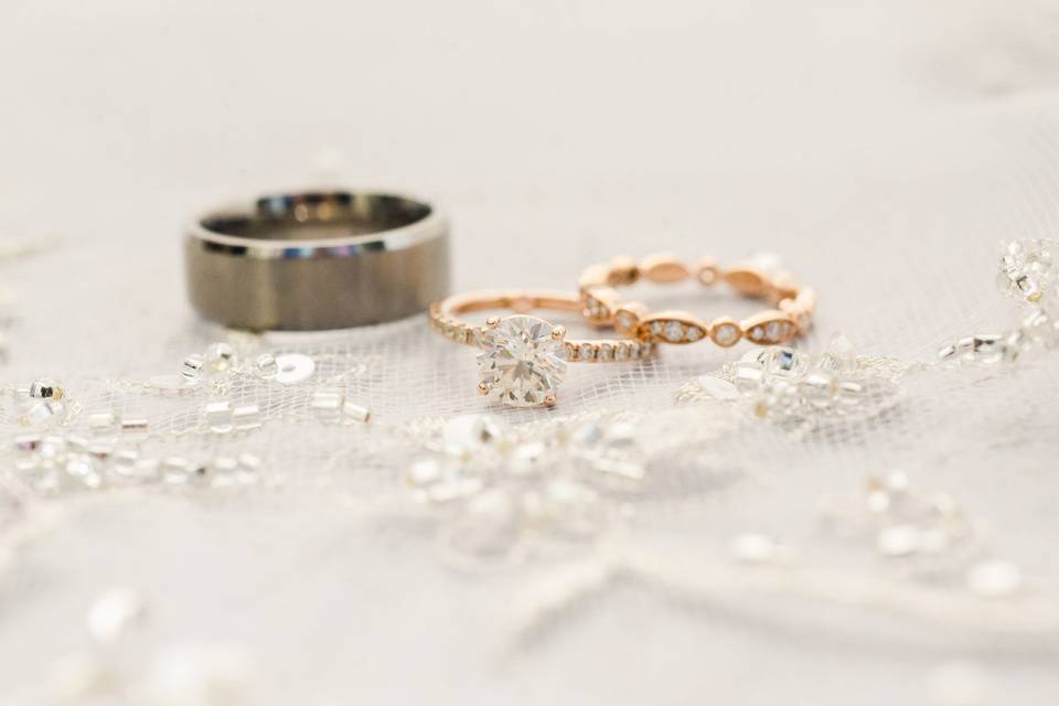 Dazzling wedding rings before the ceremony