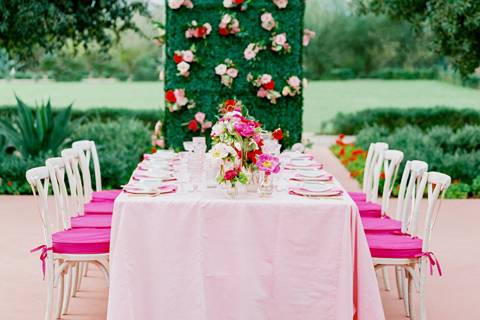 Chairs and Hedge wall