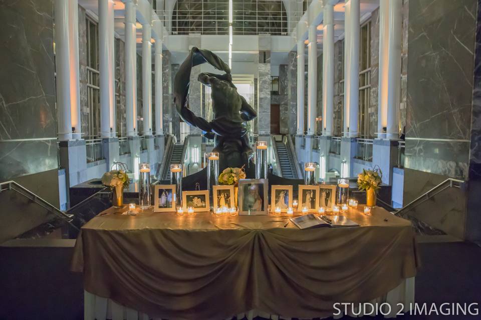 Altar with candlelit and frames