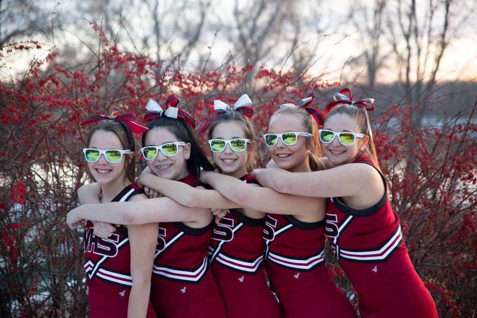 Cheer team loving their shades