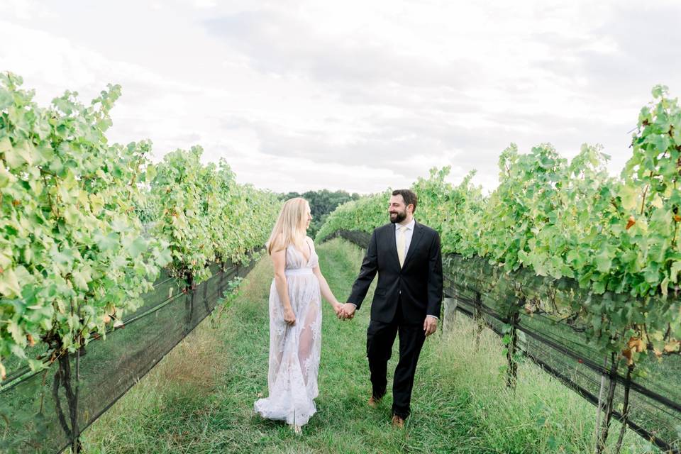 Vineyard bride and groom