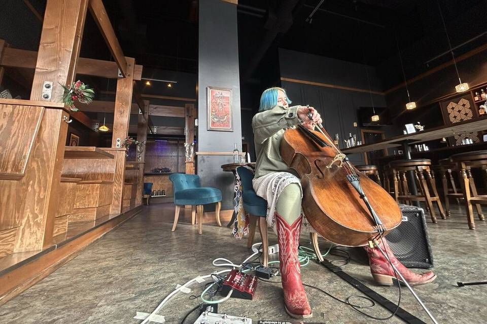 Musician sitting with instrument