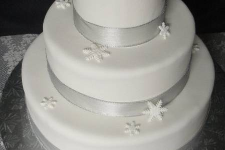 Winter wedding cake with Edible Sugar Snowflakes