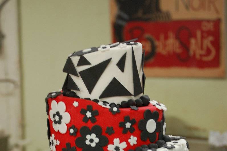 Funky cake with topsy turvey look.