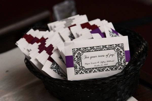 Personalized monogram tissue packets. 