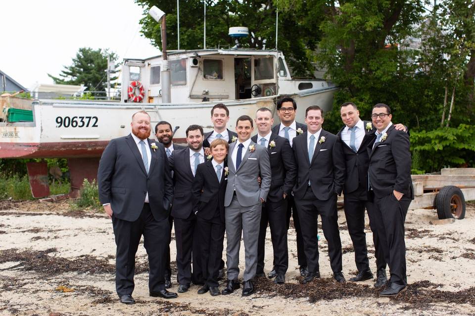 Groomsmen on beach