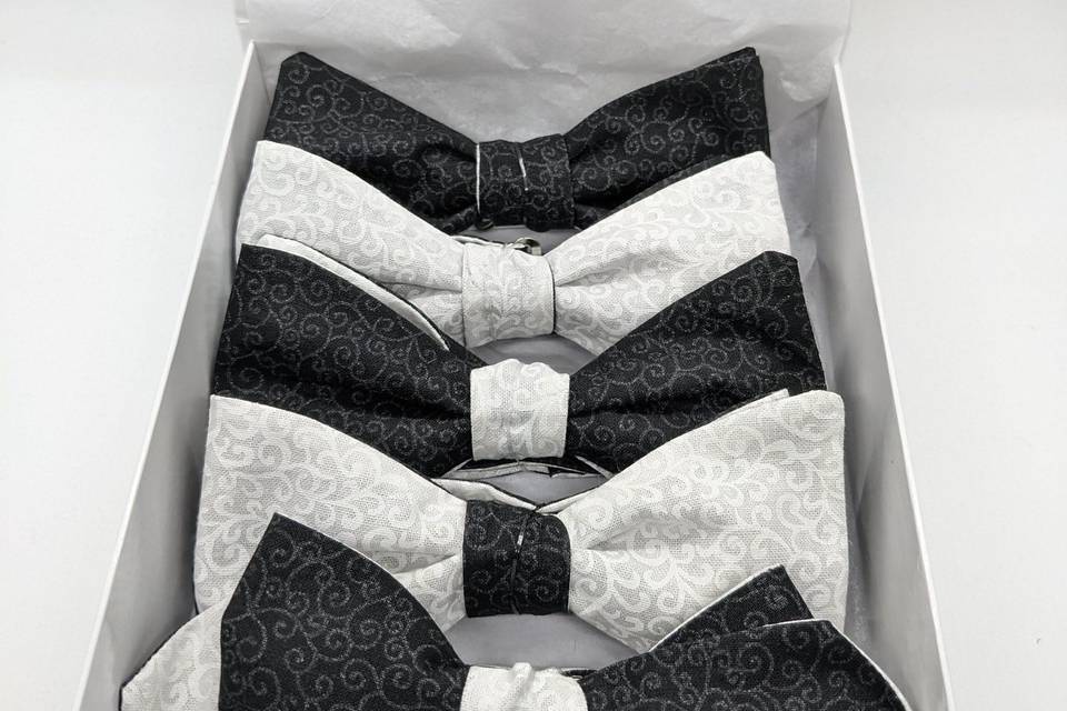Custom black-and-white bow ties