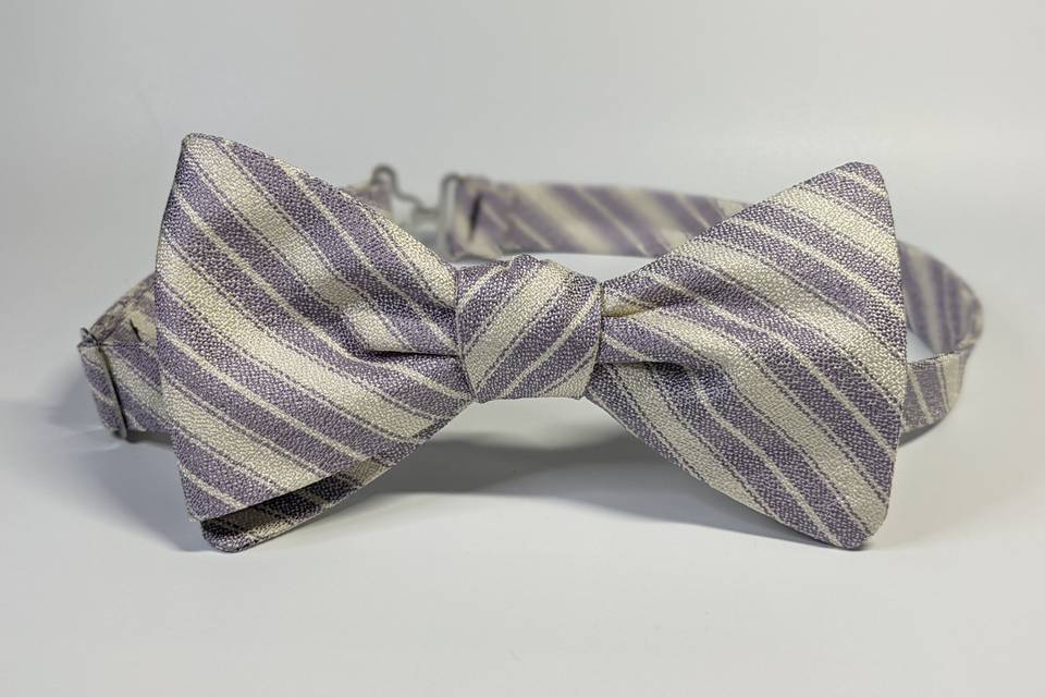 Purple Stripe Silk Bow Tie