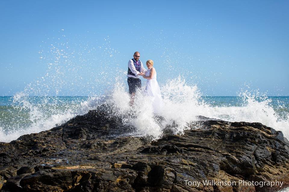 Waves beach wedding