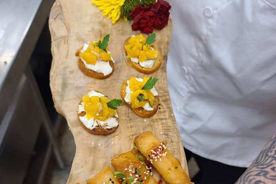 Peach bruschetta