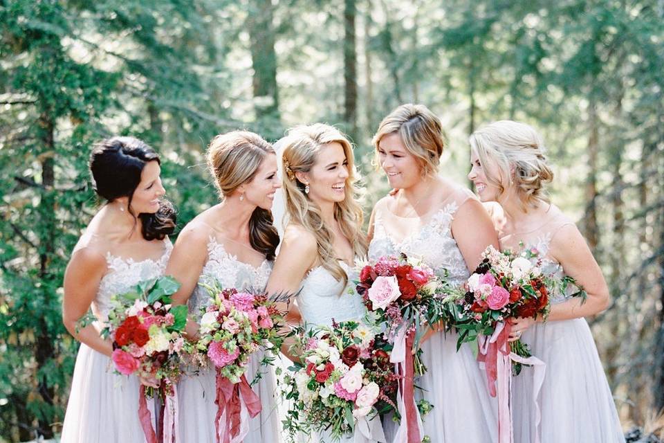 The bride with her bridesmaids