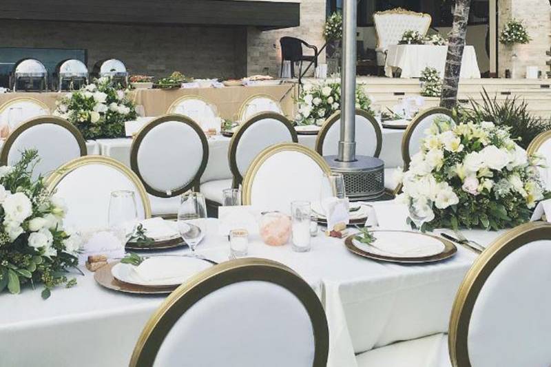 White chairs and tables