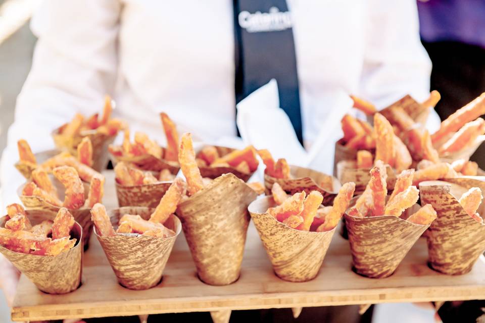 French Fries in a Bamboo Cone
