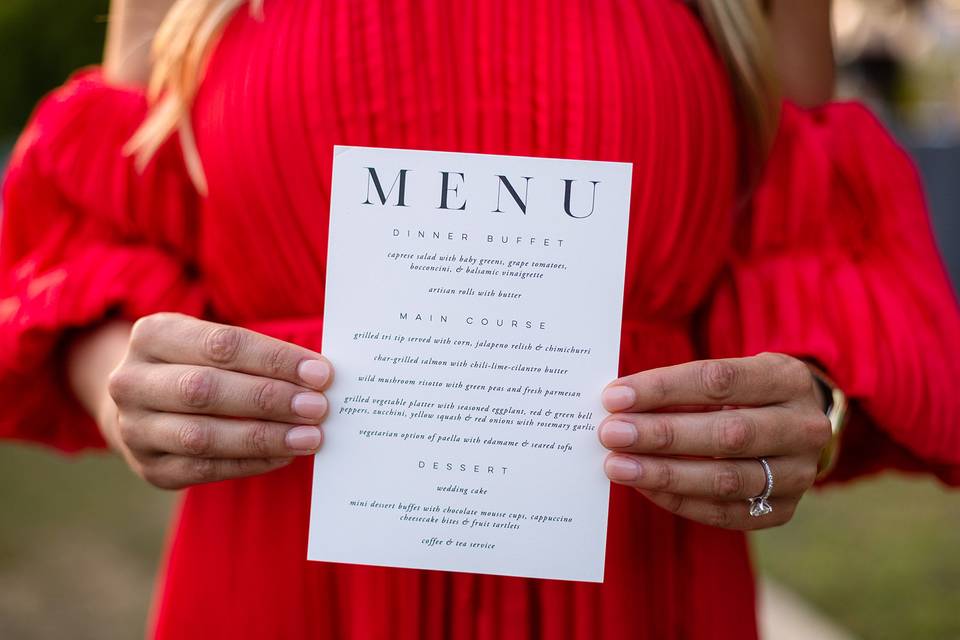 Printed Menus