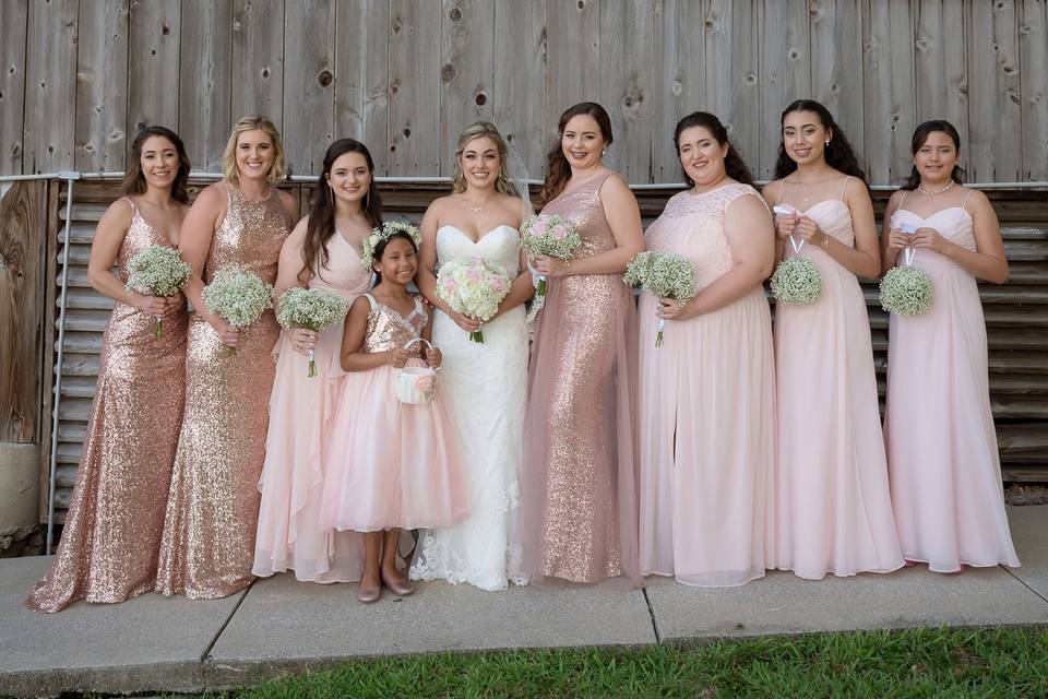 Bride and bridesmaids