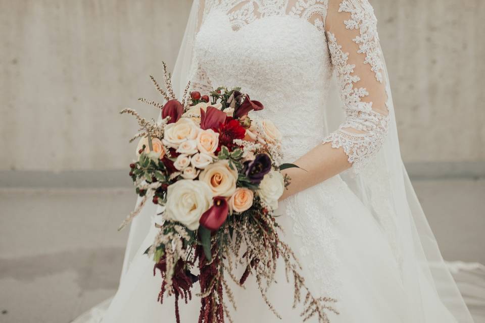 The bride and her flowers