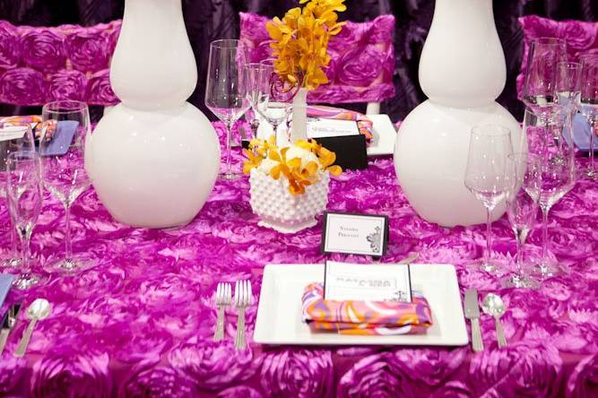Contemporary wedding with radiant orchid, hot pink, and plum accents