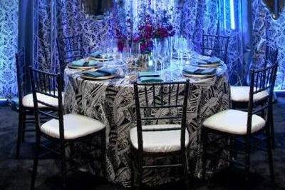 Table setting with floral centerpiece