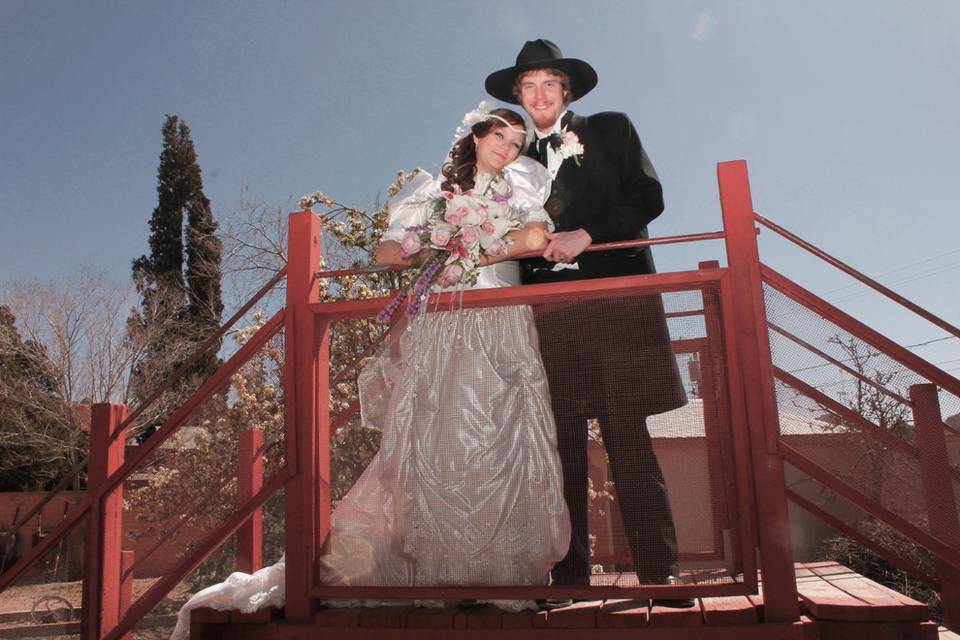 Wedding Ceremony at The Rose Tree Museum.Costume Rental & Photography by Sadie JoTombstone Costume Rentals & Photography