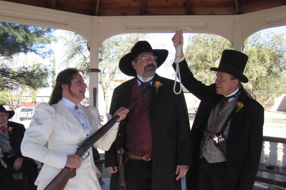 Wedding Ceremony at The City Park Gazebo.Costume Rental & Photography by Sadie JoTombstone Costume Rentals & Photography