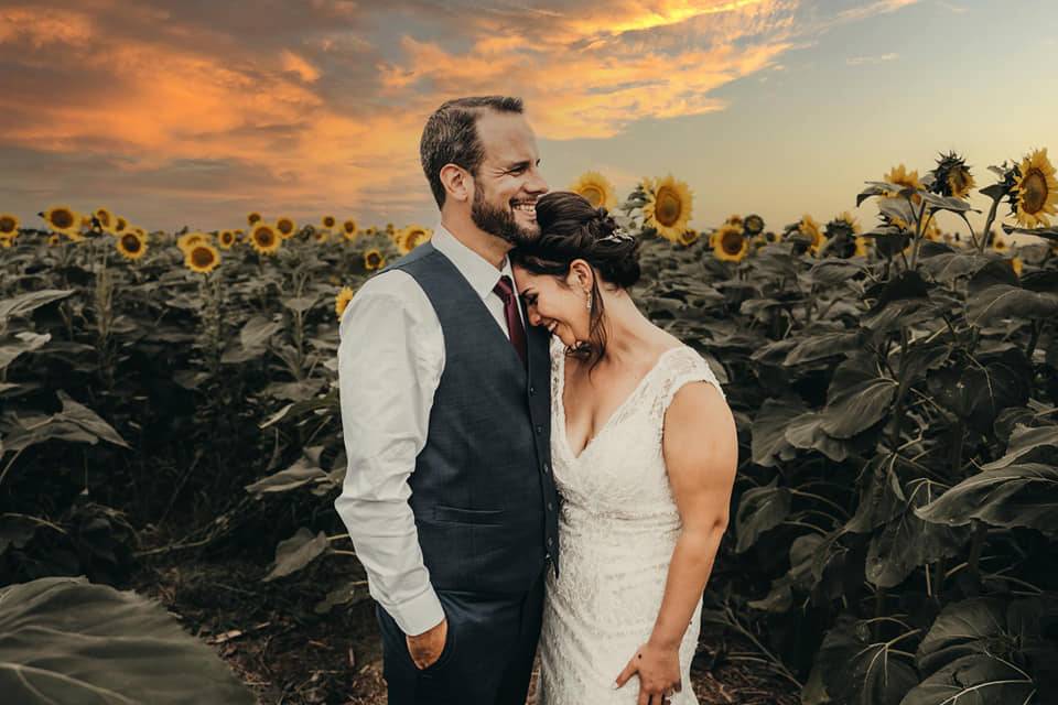 Sunflowers and newlyweds