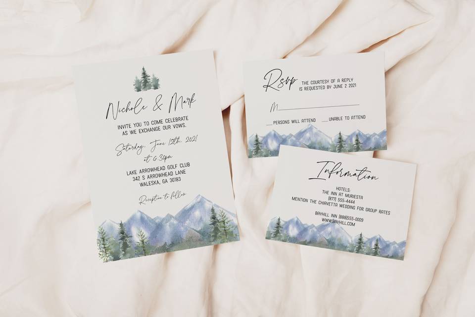 Watercolor Mountain Wedding