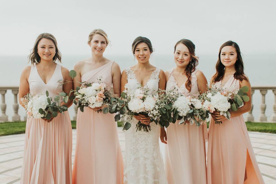 Bride with her bridesmaids