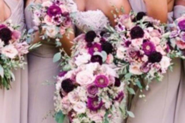 Purples and pinks wedding party