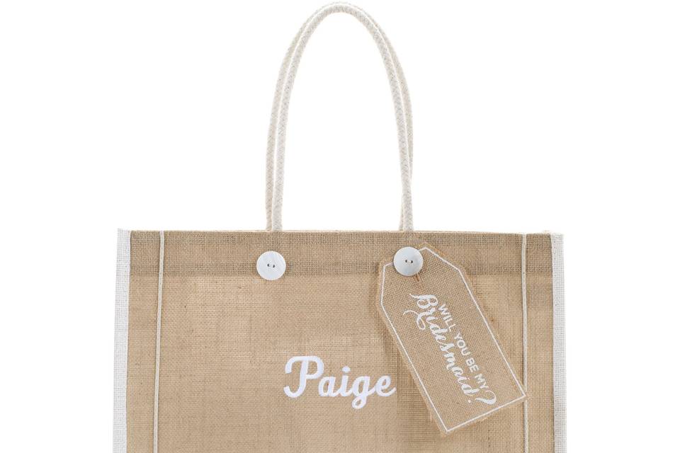 The perfect maid-of-honor gift: A reversible tote bag, personalized with her metallic initials