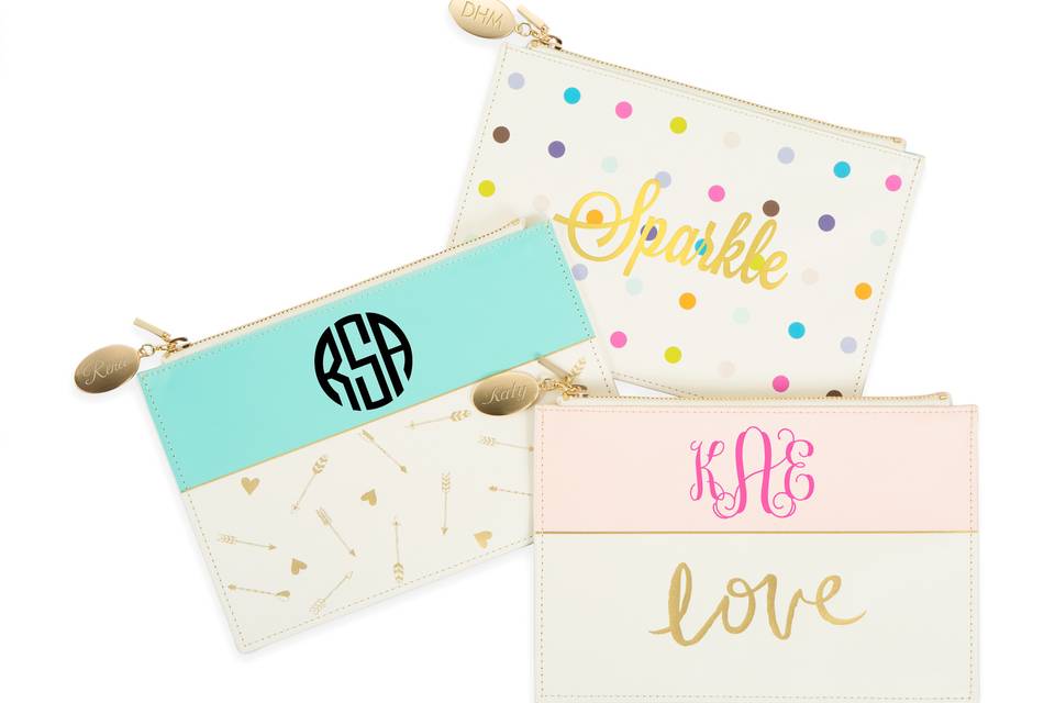 Personalize versatile, carry-all clutches with your bridesmaids' names or monograms.