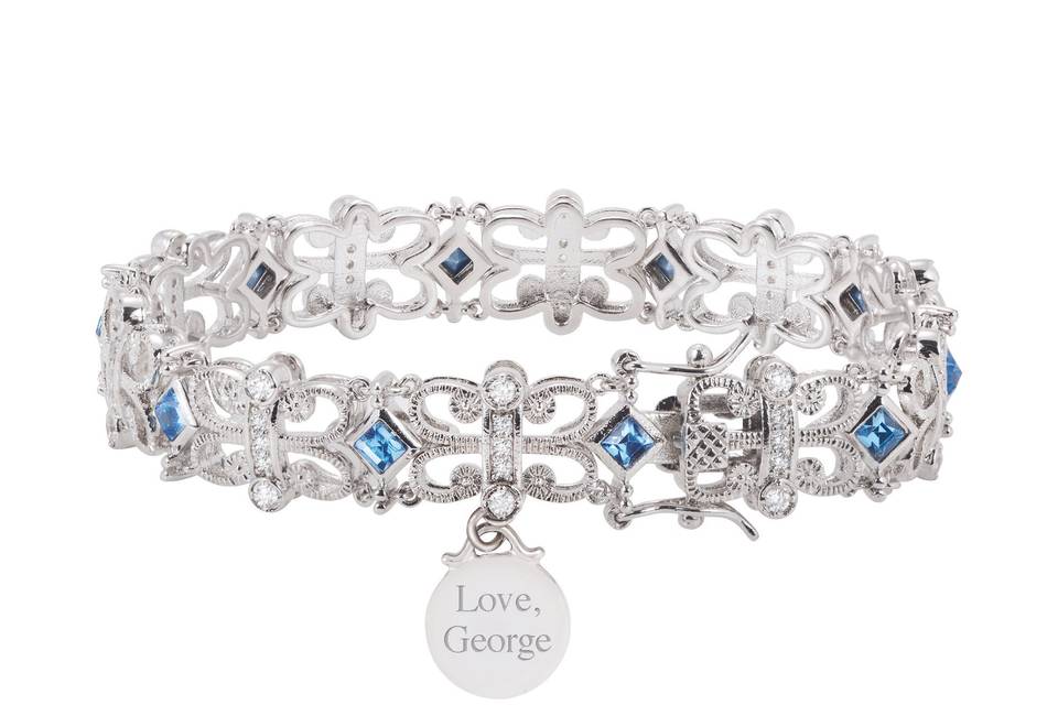 Something blue: Personalize this bracelet with your new monogram for your trip down the aisle.
