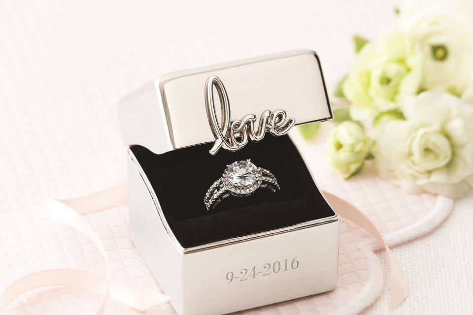 A personalized ring box is a cherished reminder on your wedding day, and every day after.