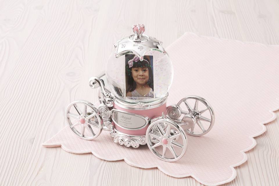 Thank your flower girl with a personalized snow globe with a message from you.