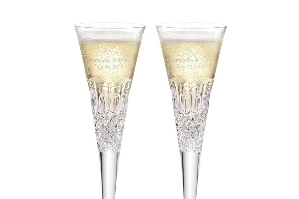 THINGS REMEMBERED Engraved Personalized Athena Wedding Engagement Pavé  Champagne Flute Set (Free Customization)