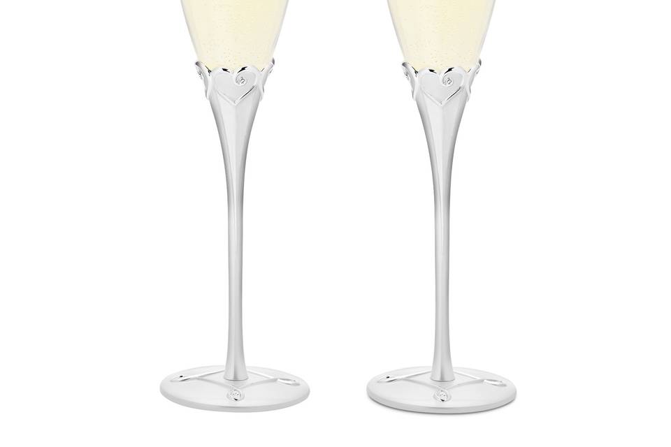 THINGS REMEMBERED Engraved Personalized Athena Wedding Engagement Pavé  Champagne Flute Set (Free Customization)