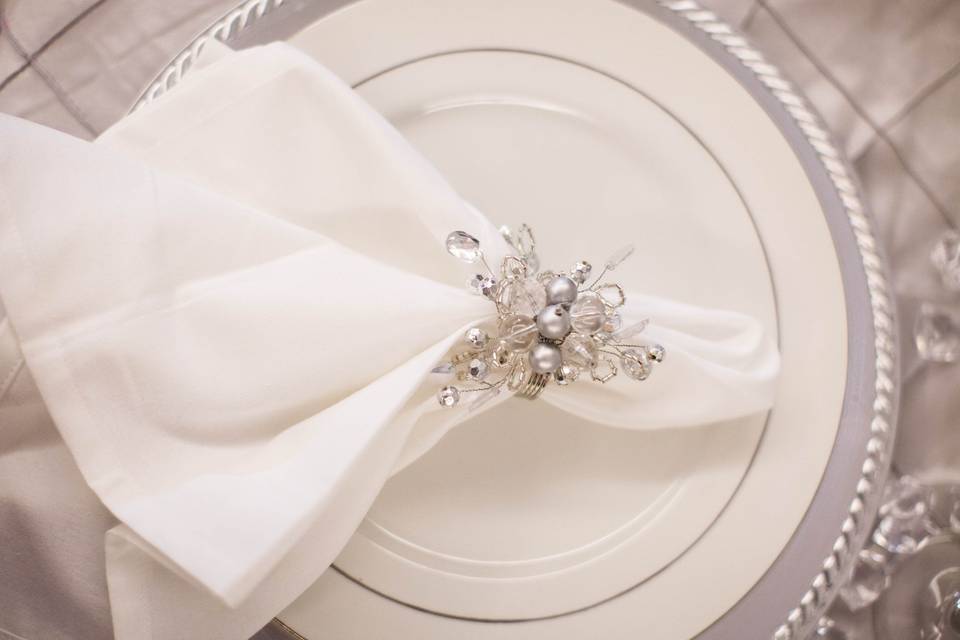 White plate and table napkin