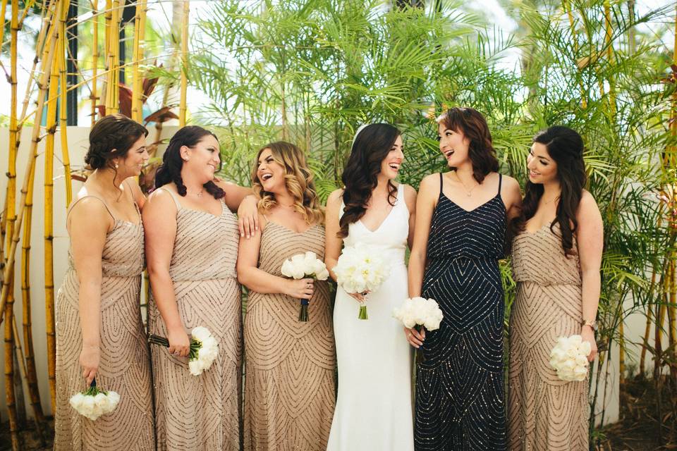 The bride with her bridesmaids