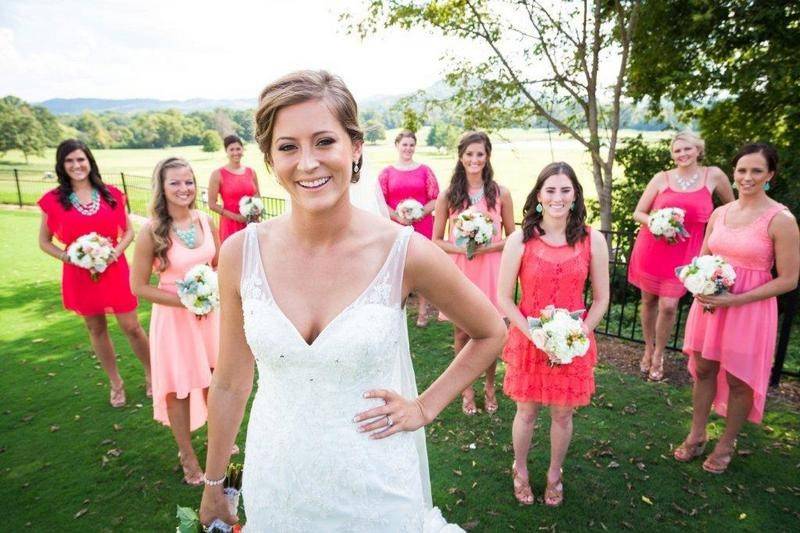 Bride with bridesmaids