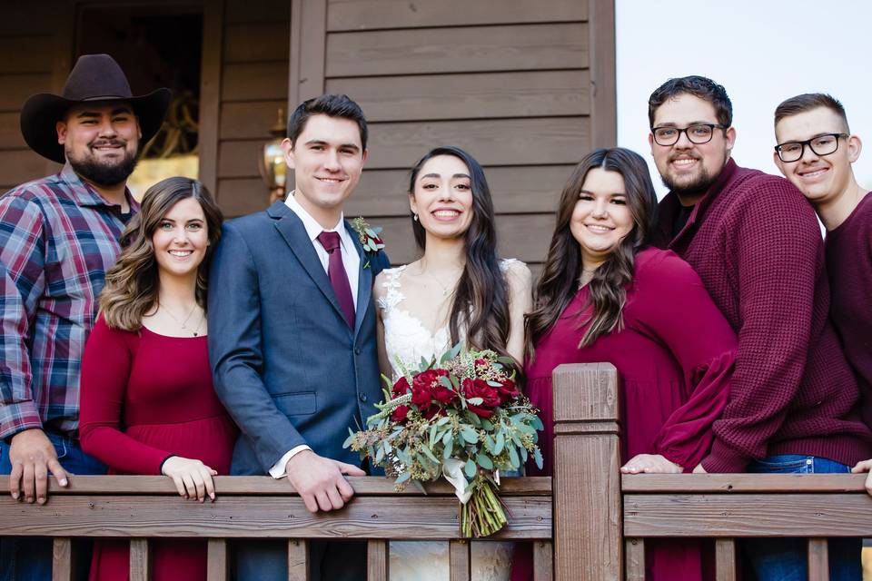 Party and red roses bouquet