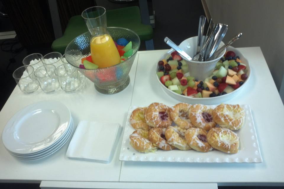 Complimentary beverages and food for in-salon bridal parties