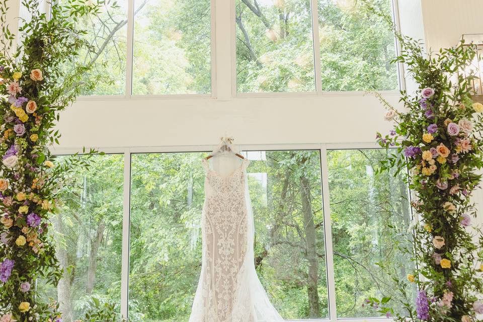 Wedding Dress in Glass Chapel