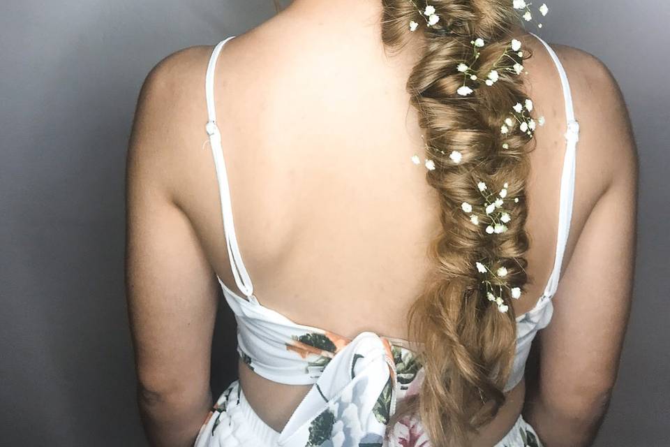Intricate braid with flowers