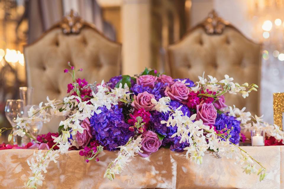 Purple and pink centerpiece