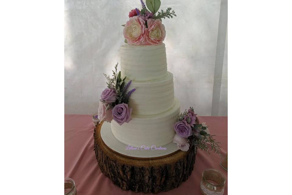 Garden flowers wedding cake