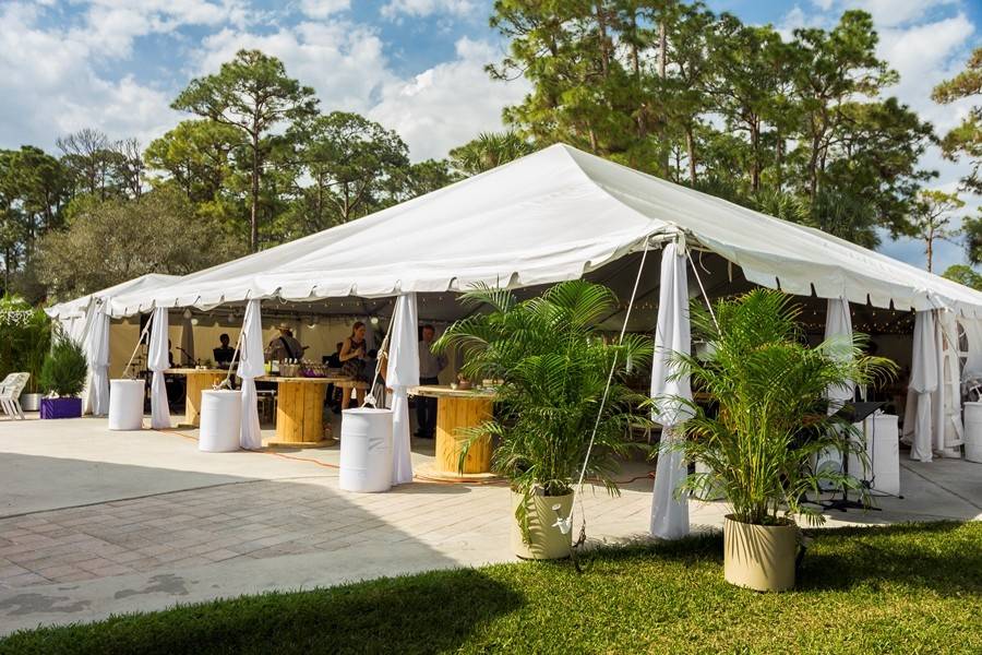 Cocktail tables by the tent