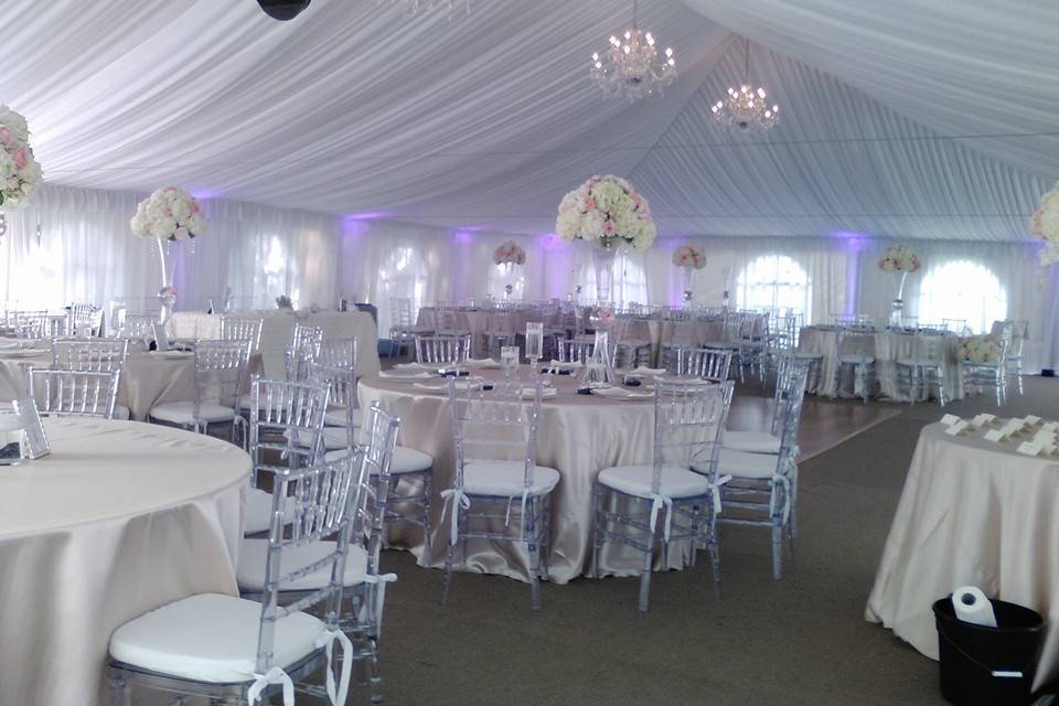 Reception tent lighting