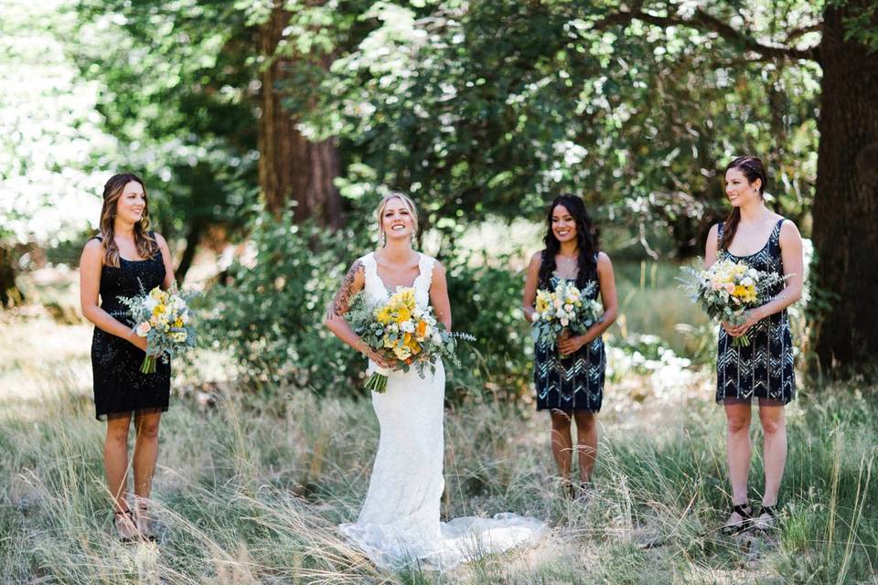 Bridal party in the park