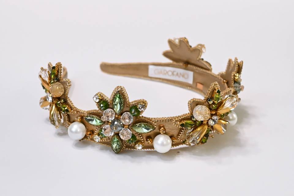 Handmade Crown olive and gold