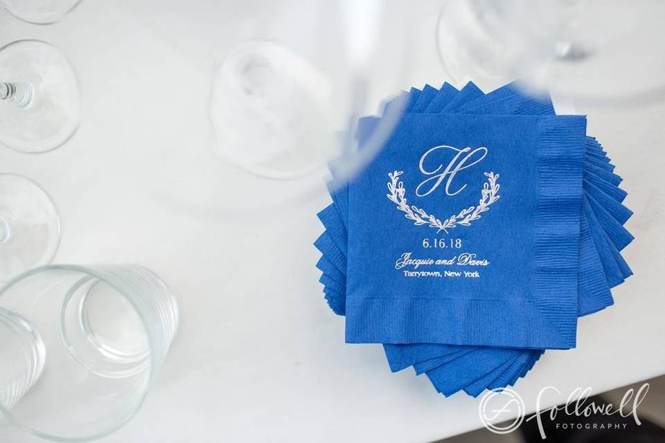 Custom napkins with wedding logo